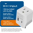 thumbnail image 3 of Ceptics Thailand Travel Plug Adapter – Type O Power Adapter with USB-C & A + USA Input – Ultra Compact,3-in-1 Safe Grounded Adapter Plug for Thailand, 3 of 4