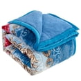 thumbnail image 5 of NC Sherpa Borrego Blanket 3 Piece, Flannel Fleece Blanket Set, King 79"x91", Blue, 5 of 6