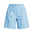 thumbnail image 7 of QATAINLAV Laides Bermuda Shorts Cute Plaid High Waisted Baggy Shorts with Pockets Summer Casual Wide Leg Shorts Blue XL, 7 of 7