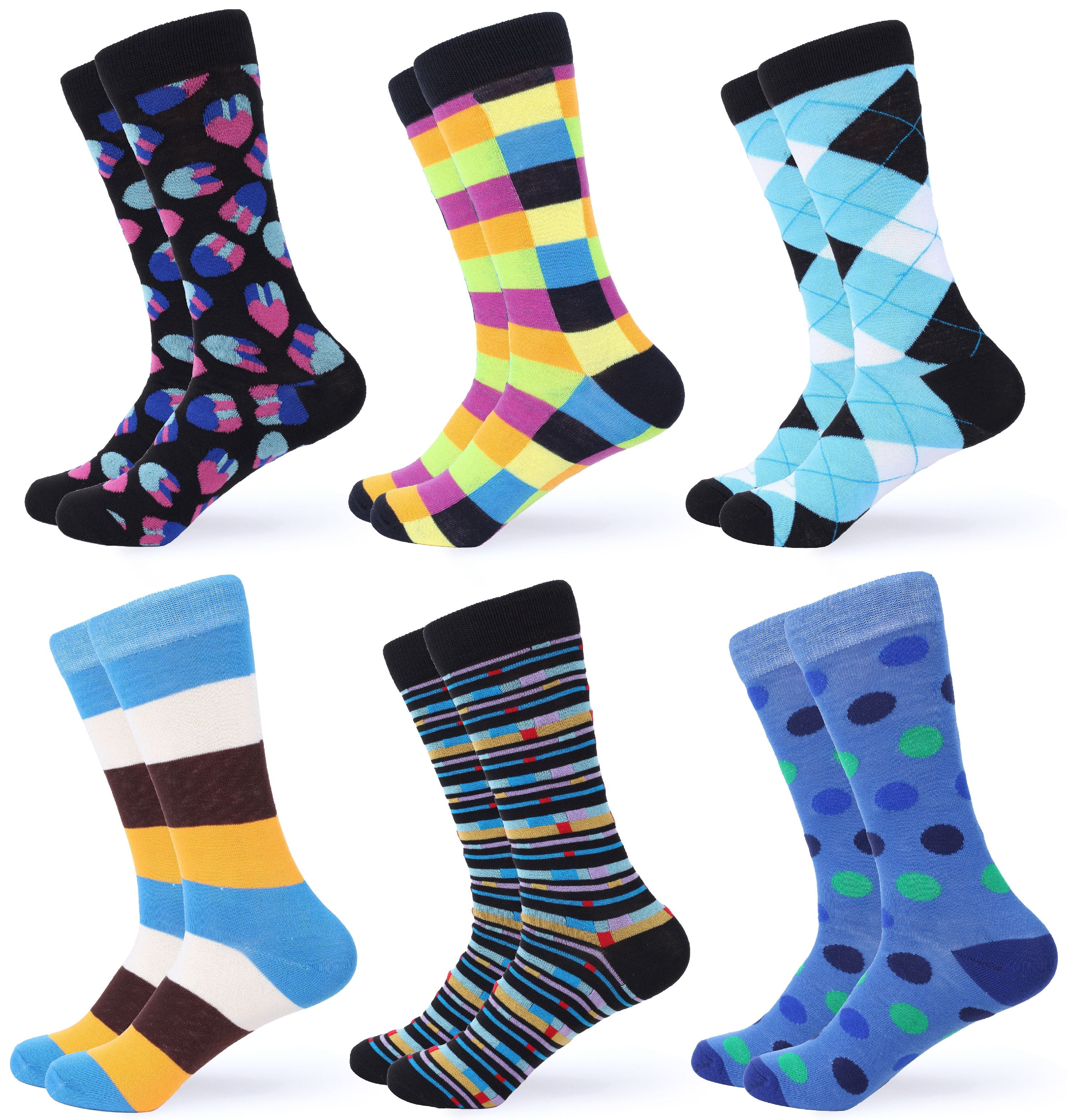 Gallery Seven Mens Dress Socks Funky Colorful Socks for Men - 6 Pack ...