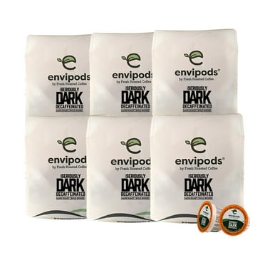 envipods by Fresh Roasted Coffee - Seriously Dark Decaf, 72 K-cup Compatible envipods