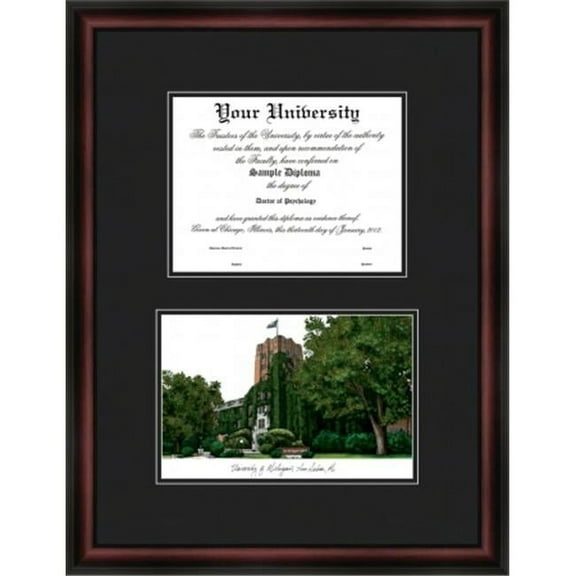 Campus Images MI982D University of Michigan-Ann Arbor Diplomate Lithograph Frame