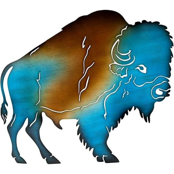 Exquisite Metal Buffalo/Bison Cutout Wall Art - Collectible Masterpiece - Robust Metal with Vibrant Gradient Colors - Simple Hanging with 2 Ready-to-Hang Hooks - Ideal for Home, Office, or Cabin