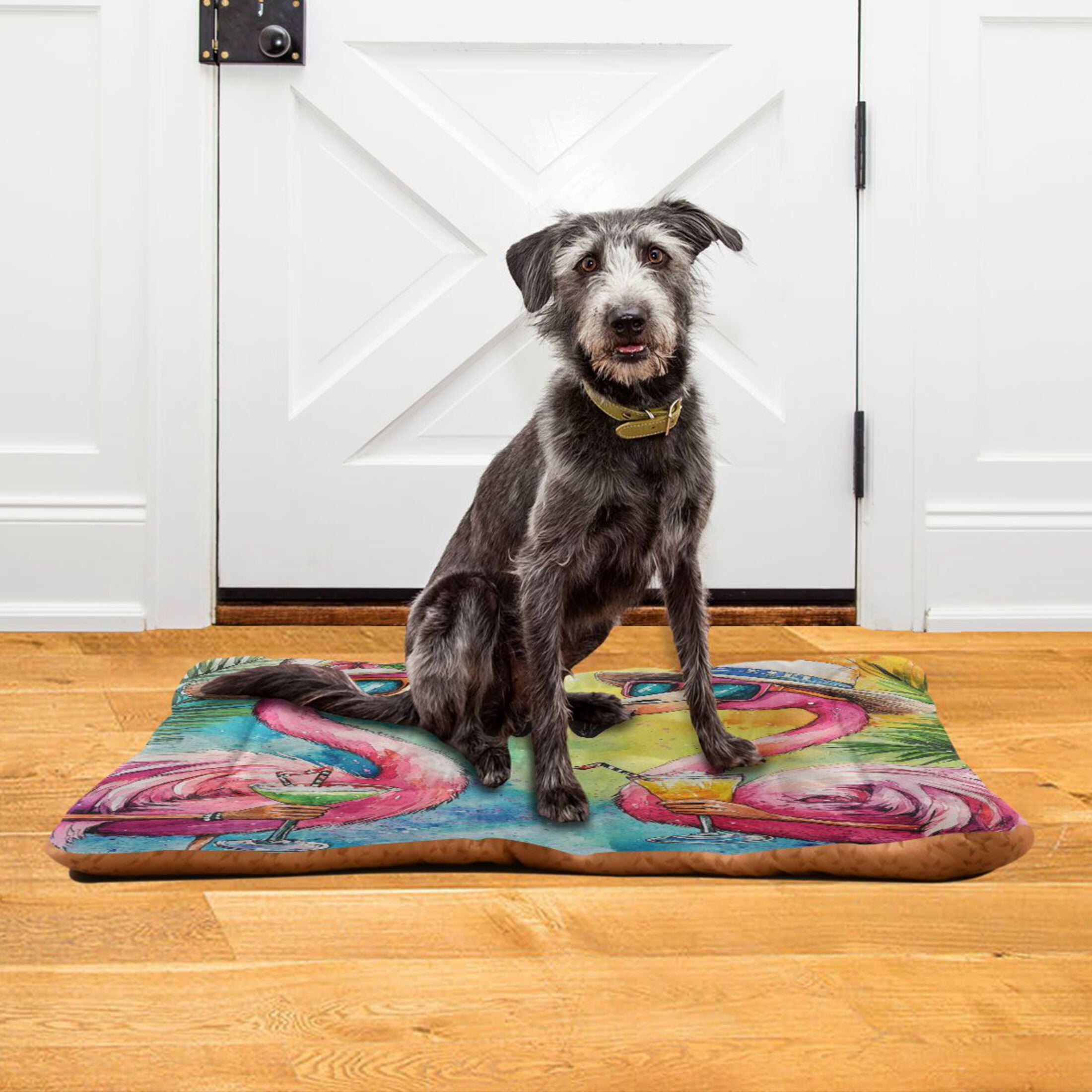 Qxltty Summer Flamingos Ped Pad Wear-resistant and Hard to Bite Through Sleeping Pad for Small Medium Large Dogs Winter Pet Bed 36×24in
