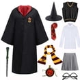 thumbnail image 4 of Disfraz unisex de Slytherin, bata de escuela mágica, capa, suéter, vestido, corbata, gafas, conjunto de brujería, disfraz de Halloween, 4 of 5