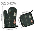 thumbnail image 2 of Yayeee Oven Mitts and Pot Holder Set of 2 Heat Resistant Kitchen Gloves Baking Hot Pad, Green Christmas Trees, 2 of 5