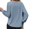 thumbnail image 3 of Norbi Women's Long Sleeve V Neck Blouses Pleated Ruffle Puff Sleeve Loose Fit Dressy Casual Tops S-XL, 3 of 5