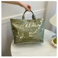 thumbnail image 2 of PVC Tote Bag for Women Solid Color Large Letter Print Tote Bag Kraft Paper Clear Plastic Handbag Top Handle Bag, 2 of 5