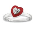 thumbnail image 1 of Sterling Silver Stackable Expressions Polished Enameled/CZ Heart Ring Size 7, 1 of 3