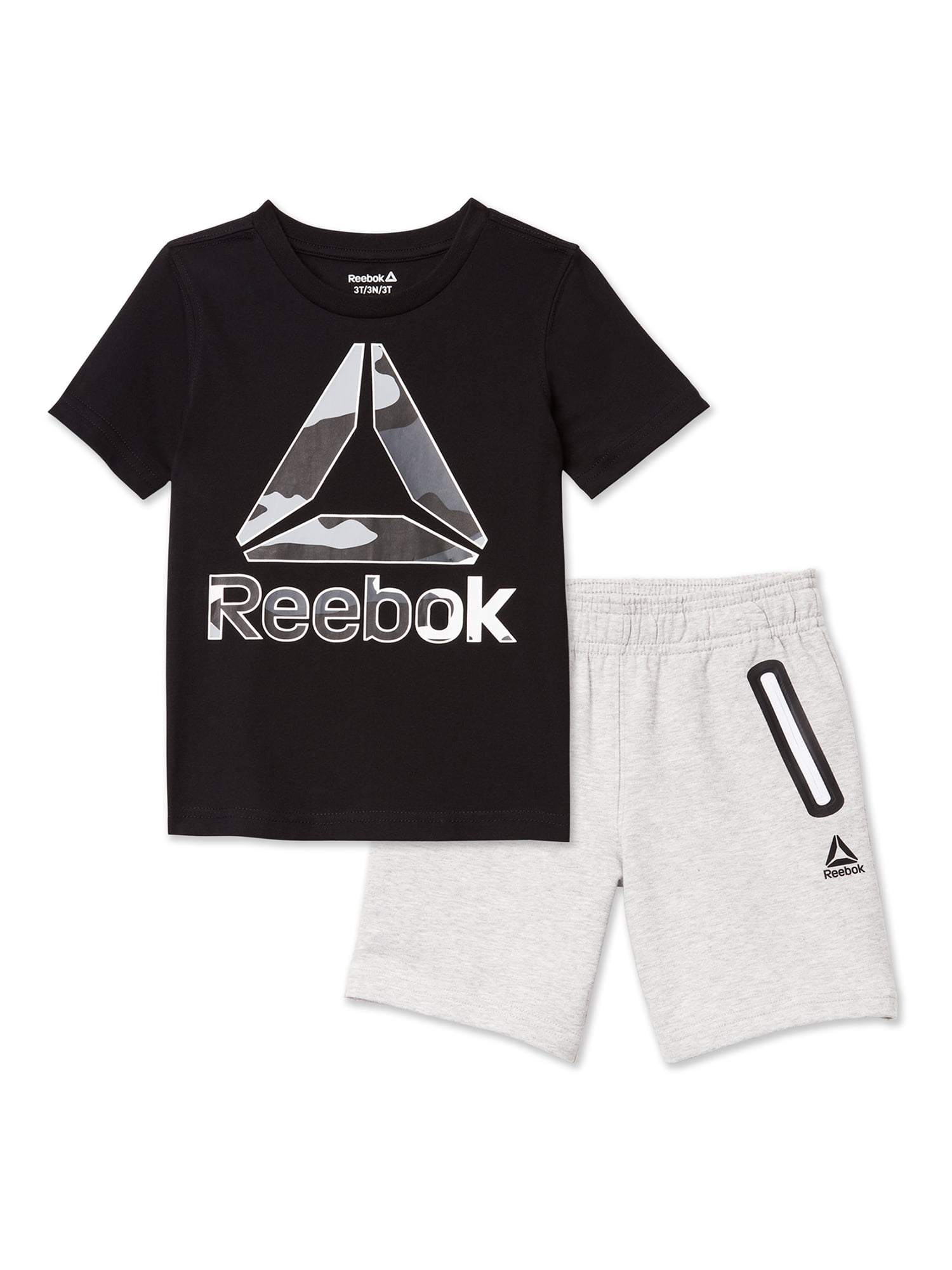 Reebok Boys Black & White 2pc Short Set Set Size 2T 3T 4T 4 5 6 7 