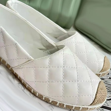 

Women s Shoes Round Toe Fashion Casual Flat Plaid Retro Comfortable Soft Straw Sole