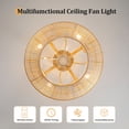 thumbnail image 5 of 20" Boho Caged Ceiling Fan, Handmade Woven Wicker Farmhouse Rustic Chandeliers with Lights and Remote Control, Enclosed 6 Speeds for Bedroom, Living Room, Kitchen, 5 of 11