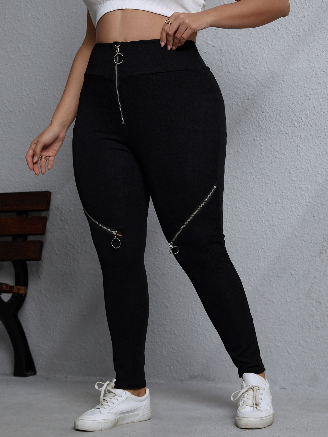 ring Zipper Leggings L2208D 1XL(14 