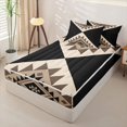 thumbnail image 2 of Erosebridal South Western Geometric Pattern Zipper Twin Comforter Sets with Fitted Sheet and 2 Pillowcases,Tribal Aztec Print Zipper Bedding Set,Beige Brown Black,Black Reversible, 2 of 6