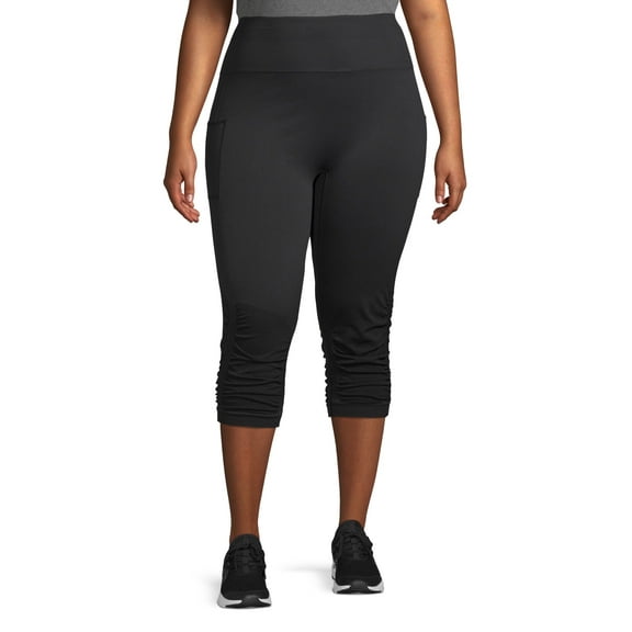 Under Control Women’s Adult Plus Size Comfortable Seamless Active Ruch Capri Legging Capris
