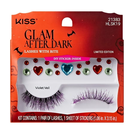 KISS Halloween False Eyelashes, ‘Violet Veil’, 9mm-12mm, Light Volume, 1 Pair KISS Lashes