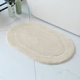 thumbnail image 3 of 2 Piece Bath Mat Set - Ivory Oval Solid Bordered Bathroom Mat Soft Plush Thick, 3 of 4