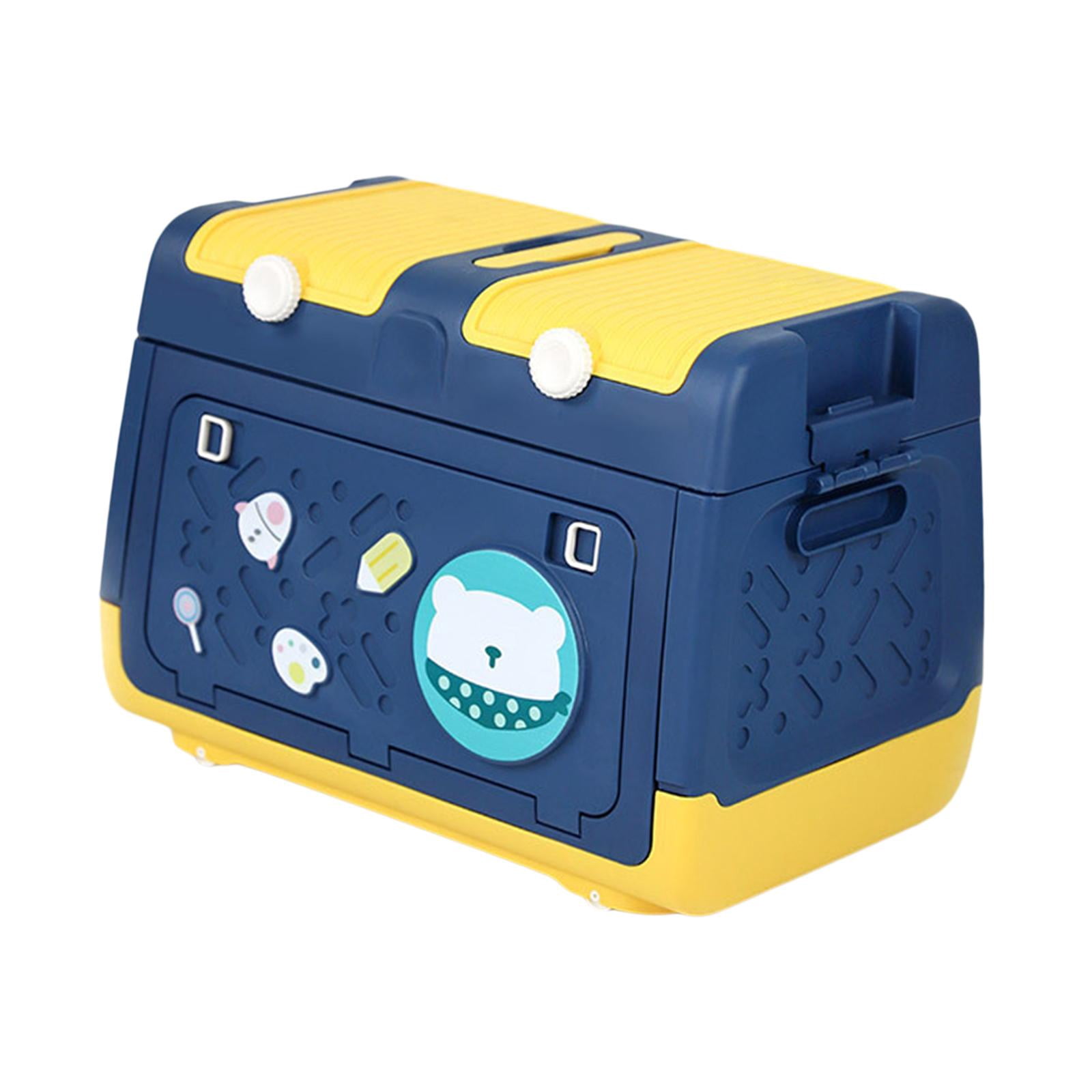 Fiocias Stackable Toy Storage Box with Wheels Organizer Bin Storage Case and Handles for Blue