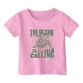 thumbnail image 4 of MIXUE Toddler Girls Tops & T-Shirts Letter Print Round Neck Short Sleeves Casual Tops Pullover Tshirts Holiday Wear,Pink,3-4 Years, 4 of 4