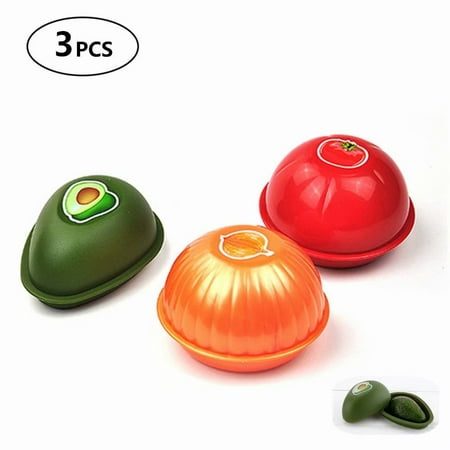 Onion, Tomato, and Avocado Keepers 3 Piece Set, Vegetable Shaped Food
