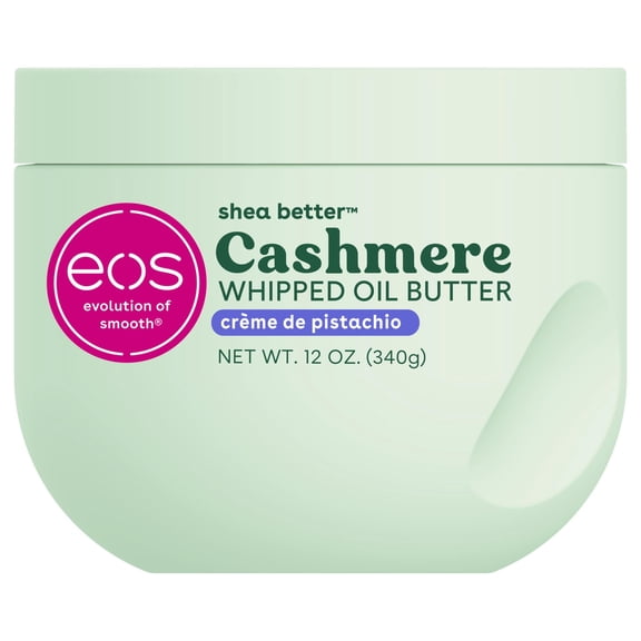eos Creme de Pistachio Whipped Body Butter, 72 Hour Moisturizing Body Butter for Dry Skin with Shea, Cocoa & Argan Oil, 12 oz