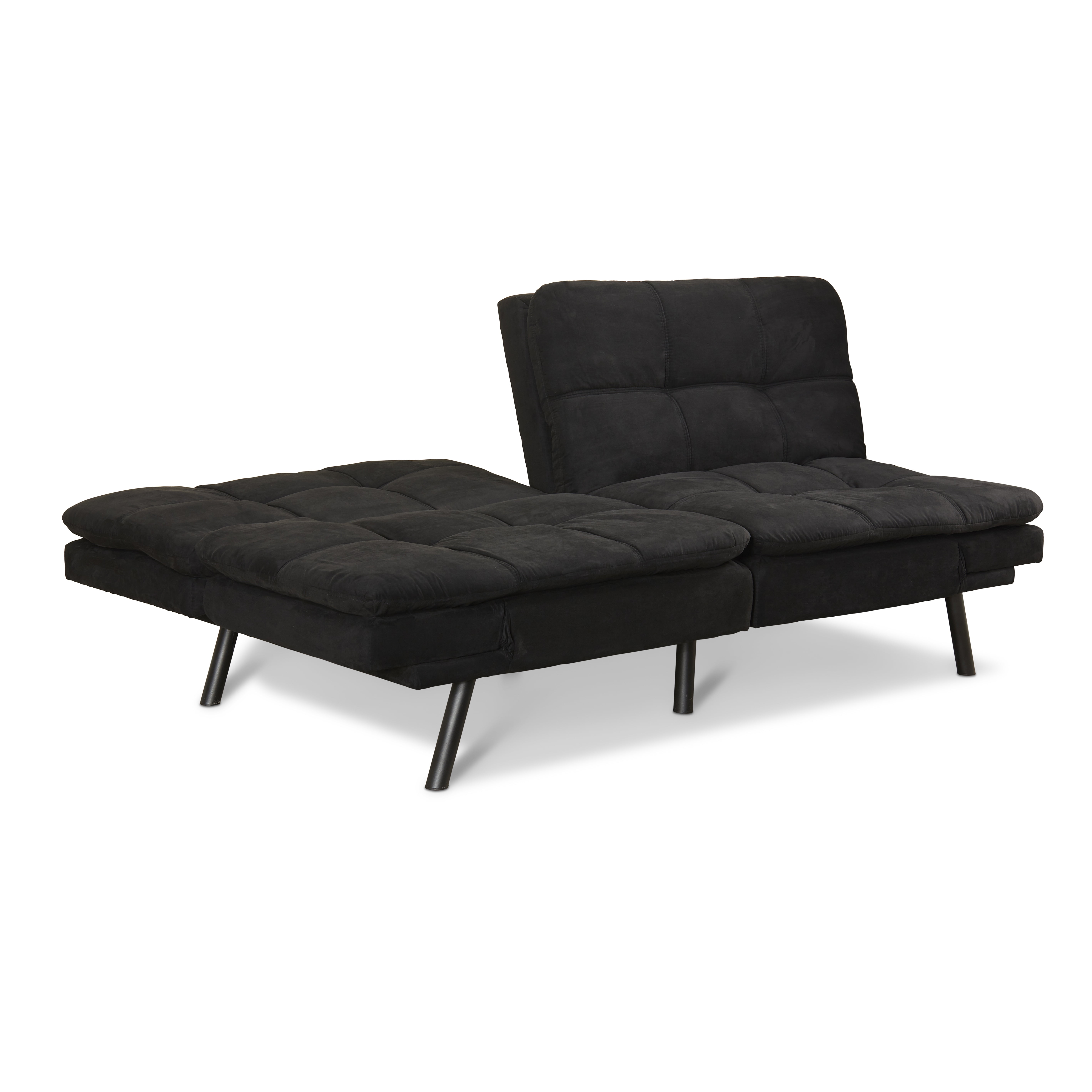 Mainstays Memory Foam Futon Black Suede Walmart Com Walmart Com