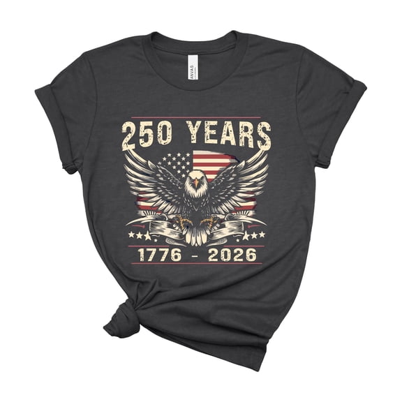 250 Years Bald Eagle Wings Spread Vintage Flag Patriotic Tee 1776 2026