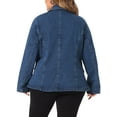 thumbnail image 4 of Agnes Orinda Women's Plus Size Denim Blazer Notched Lapel Button Work Jean Jackets 3X Denim Blue, 4 of 7