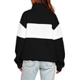 thumbnail image 6 of Womens Sweatshirts Half Zip Stand Neck Pullover Tops Color Match Quarter Zipper Fall Winter Fashion Shirts Black XXL, 6 of 8
