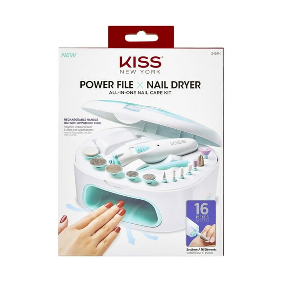 KISS Power File X Nail Dryer Electric Nail File & Nail Dryer System, 16 Pcs.