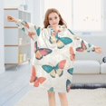 thumbnail image 5 of FORMRS Wearable Blanket Hoodie with Sleeves for Kids Cozy Flannel Sweatshirt, Colorful Butterflies, 5 of 7