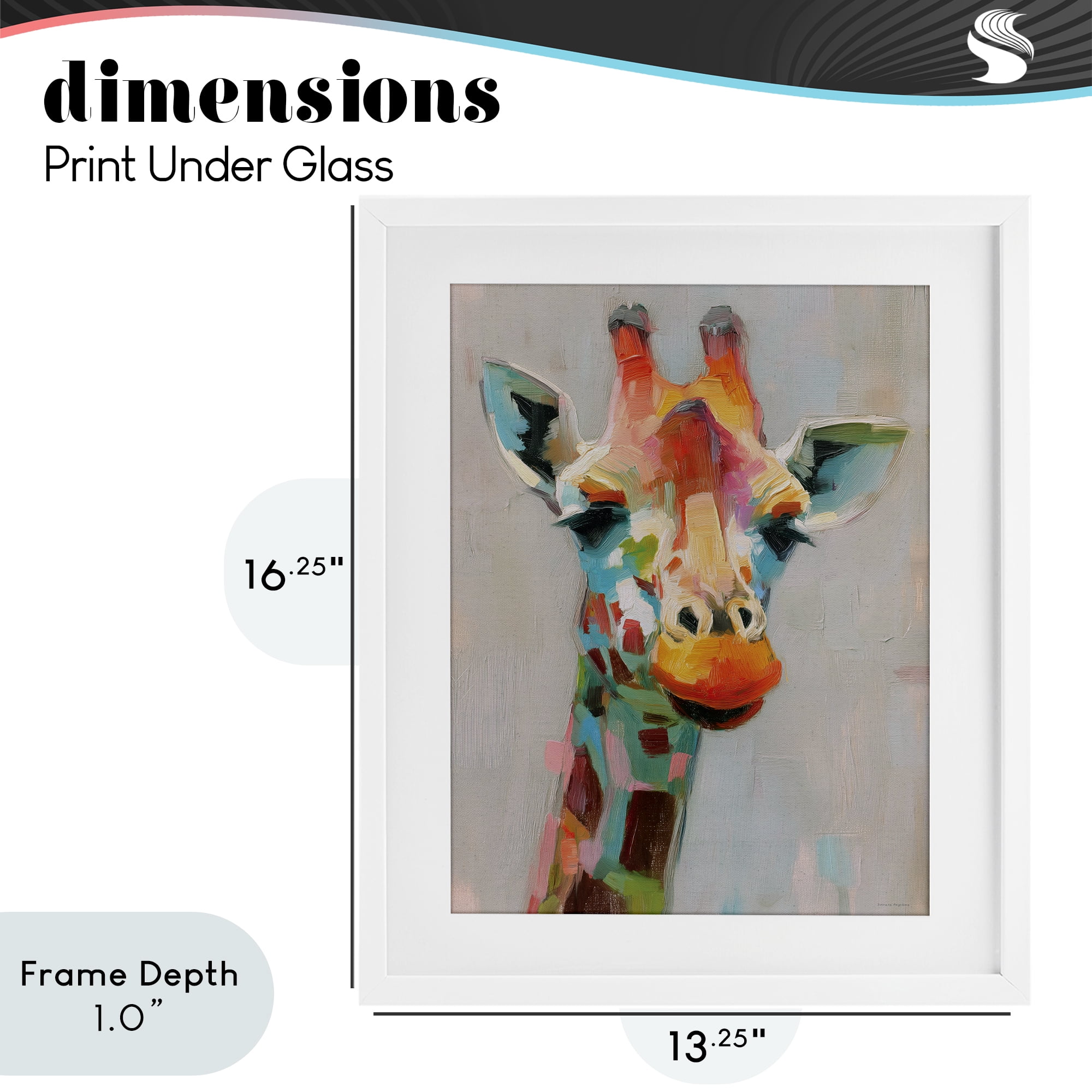 Stupell Industries Painterly Rainbow Giraffe White Framed Print Under Glass, design by Svetlana Aleynikova