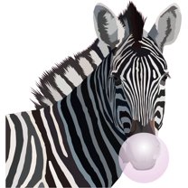 Realistic Vinyl Art Zebra Decoration Striped Horse Design Adhesive Home Living Room Wall Decal - 20" x 20" Kids Bedroom Nursery Safari Animal Bubble Gum Decor Design Removable Wall Art Sticker