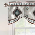 thumbnail image 4 of Turquoise Gray Boho Tie Up Valance Curtains for Windows, Kitchen Curtains Window Treatments, Southwestern Ethnic Geometric Short Window Shades Valances for Bedroom Bathroom Cafe 54"x18", 4 of 8