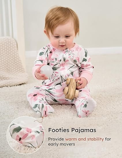 Yoofoss Baby Pajamas 100% Organic Cotton Baby Sleepers for 0-3 Months Boys Girl Clothes 3pcs Footed PJs