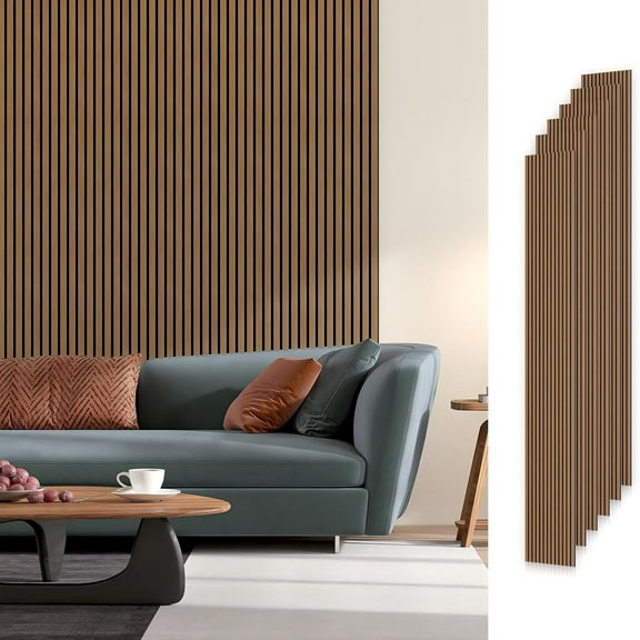 Easy4Home 6Pcs Wood Soundproof Wall Panels 94" x 7.9" Wood Slat Acoustic Panels,Classic Oak