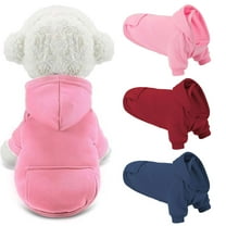 Deago Winter Dog Hoodie Sweatshirts with Pockets Warm Dog Clothes for Small Dogs Chihuahua Coat Clothing Puppy Cat Custume (Pink, S)