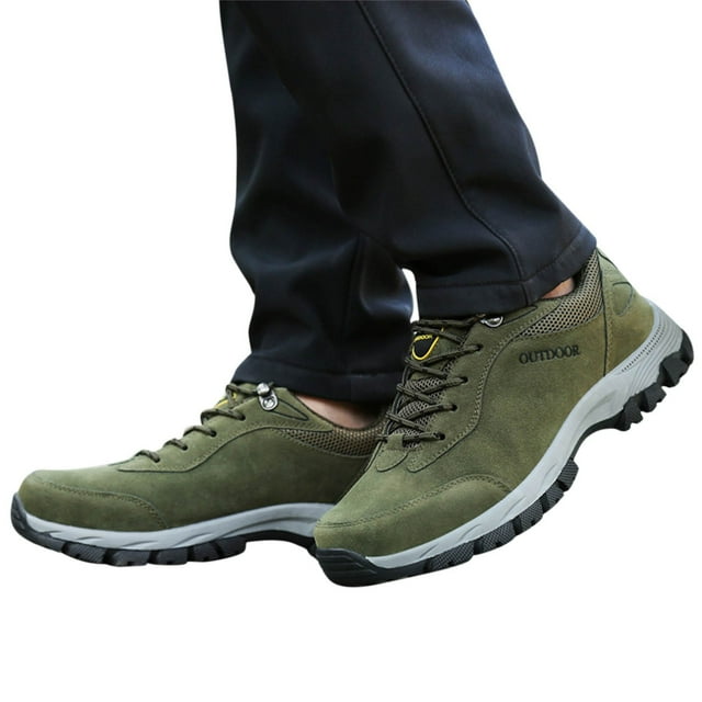Dakaela Chaussures de Randonnée Basses pour Hommes Imperméables Antidérapantes Espadrilles de Course pour Sentier Camping Vert 10.5