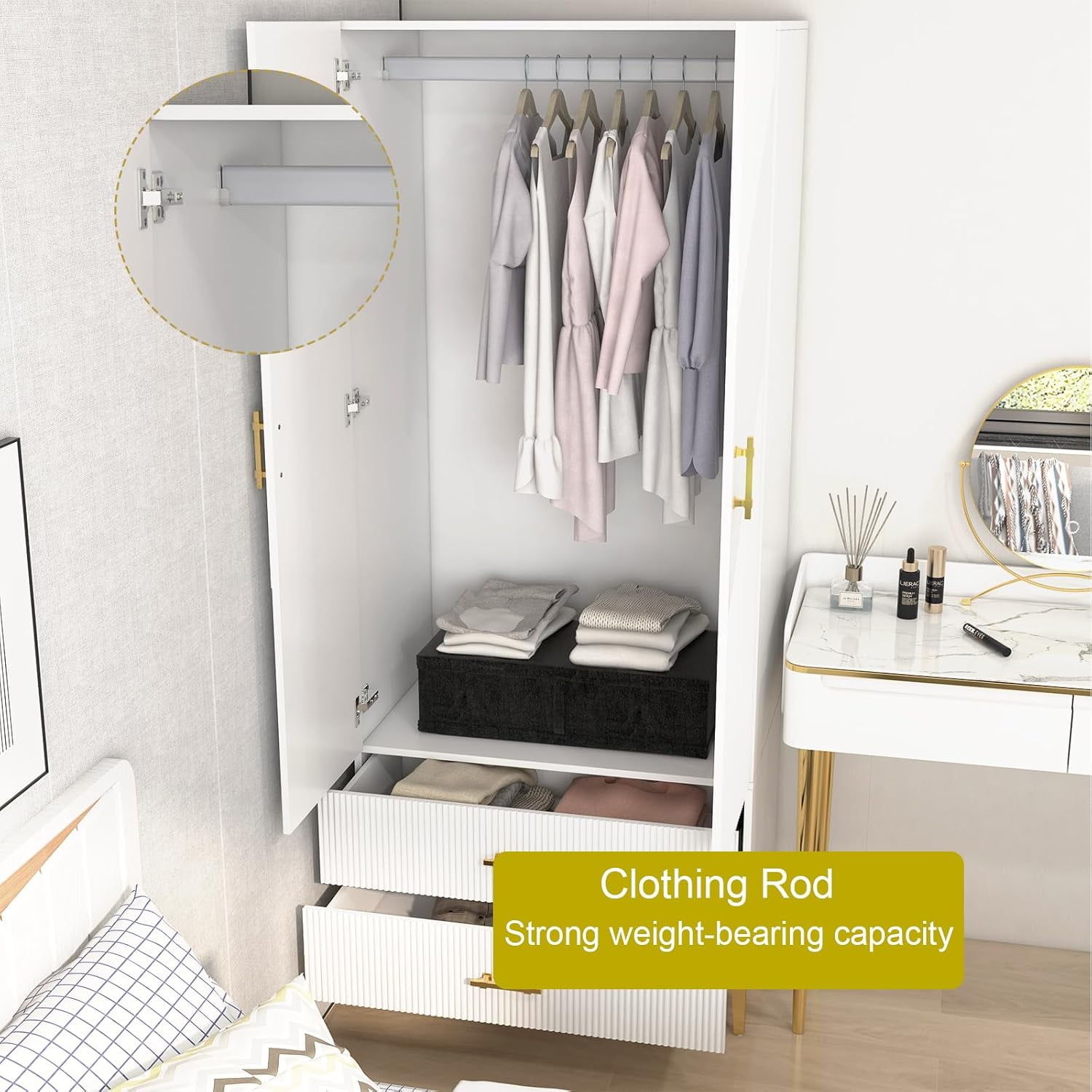 VINFORM Eldorado Naturale/White Wardrobe: Ample Storage with
