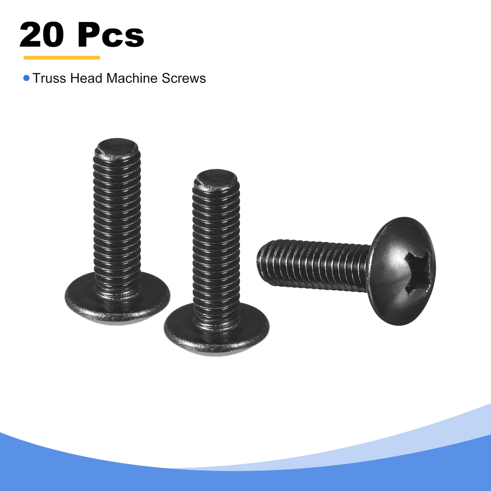 M6-1.0 X 40mm Truss Head Machine Screws - 12 Pack, 304 Stainless Steel (18-8), Phillips Drive