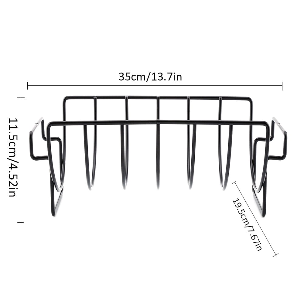 Kona BBQ Rib Rack - 6 Slots - Porcelain Enameled Steel - Non-Stick - Easy to Clean & Dishwasher Safe