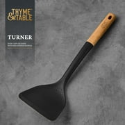 Thyme & Table Food-Safe Silicone Turner with Beechwood Handle, Black