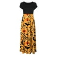 thumbnail image 5 of LOVZFMLL Robe Longue d'Halloween pour Femme, Ample, à Manches Courtes, Col Rond, Jaune, P, 5 of 5