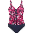 thumbnail image 3 of Women’s Tummy Control One Piece Swimsuit Ruffle Floral Print V-Neck Bathing Suit S-2XL, 3 of 4