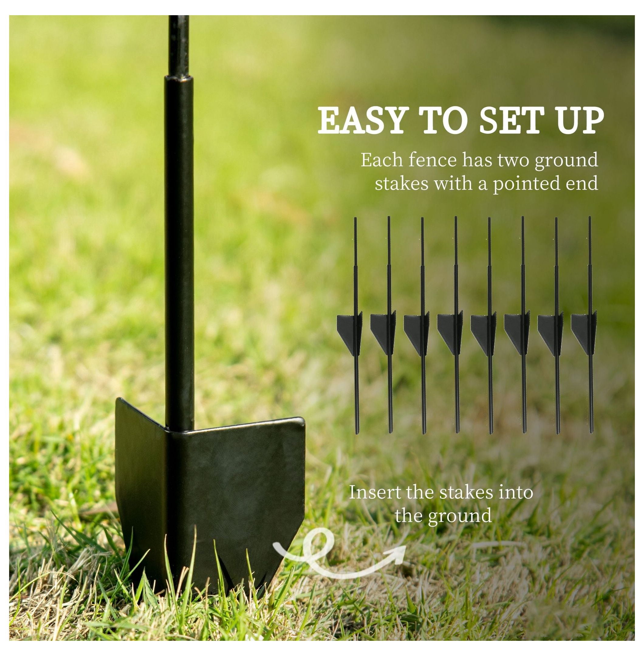 Metal Garden Fencing - 4-Pack Decorative Fence, Animal Barrier & Plant Border