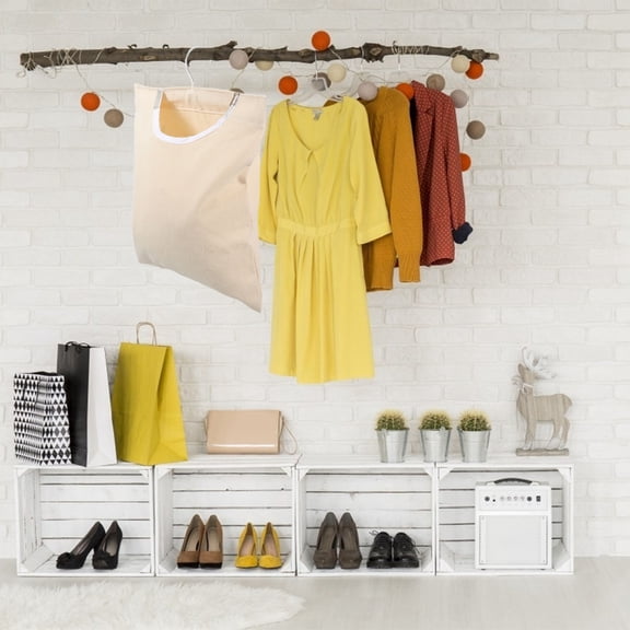 FENGGUIQU 1Pc Door Back Storage Bag Beige Polyester Hanging Organizer for Home Sundries