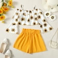 thumbnail image 4 of 13Y Big Girls Clothes 14Y Girls 2PCS Summer Outfits Set Flower Print Off-the-shoulder Big Girls Long Sleeve Suspender Top Shorts Set White, 4 of 7