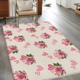thumbnail image 2 of Area Rugs 2.7'x5', Pink Roses Carpet for Living Room Bedroom Dining Room, Valentine's Day Love Flowers Beige Rustic Throw Kitchen Rugs Non Slip Washable Rectangle Indoor Outdoor Rugs, 2 of 8