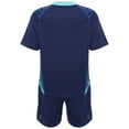 thumbnail image 2 of inlzdz Kids Boys Football Uniform Soccer Jersey V Neck Short Sleeve T Shirt Tops with Drawstring Dark Blue XXS, 2 of 7