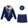 thumbnail image 6 of Hansber Children Girls 3Pcs Ballet Dance Unitards Gymnastics Leotards Skating Costume Tumbling Outfits A Navy Blue 6, 6 of 7